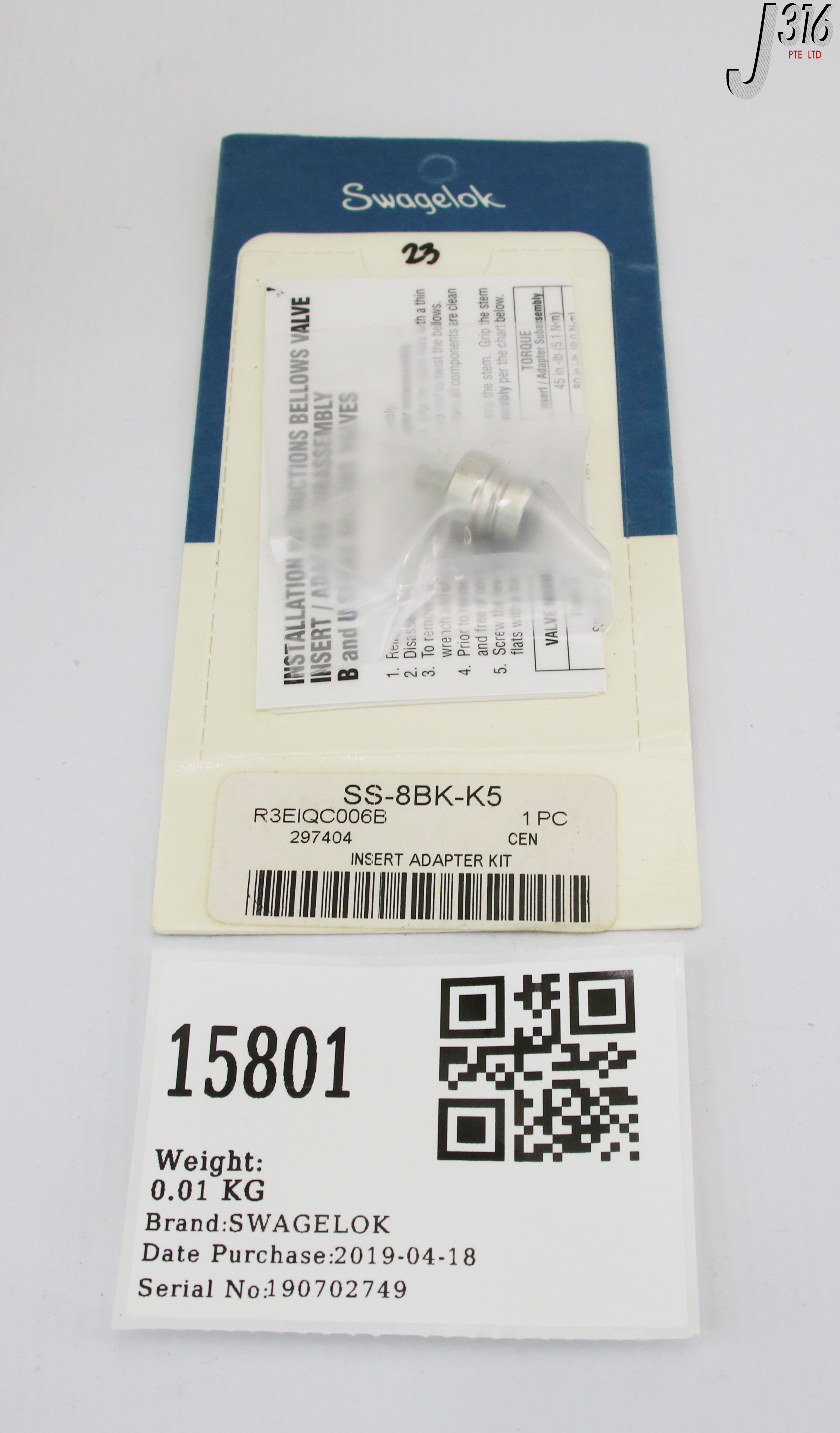 2個セット 15801 SWAGELOK INSERT ADAPTER KIT (NEW) SS-8BK-K5 | eBay